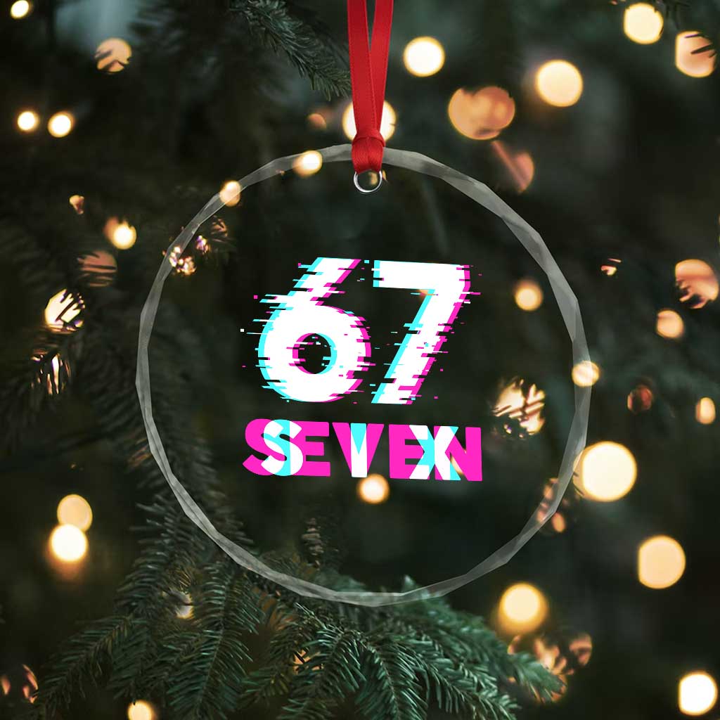 Glitch Optical Illusion Six Seven Meme Crystal Glass Ornament Gen Alpha Slang Gift - Wonder Print Shop