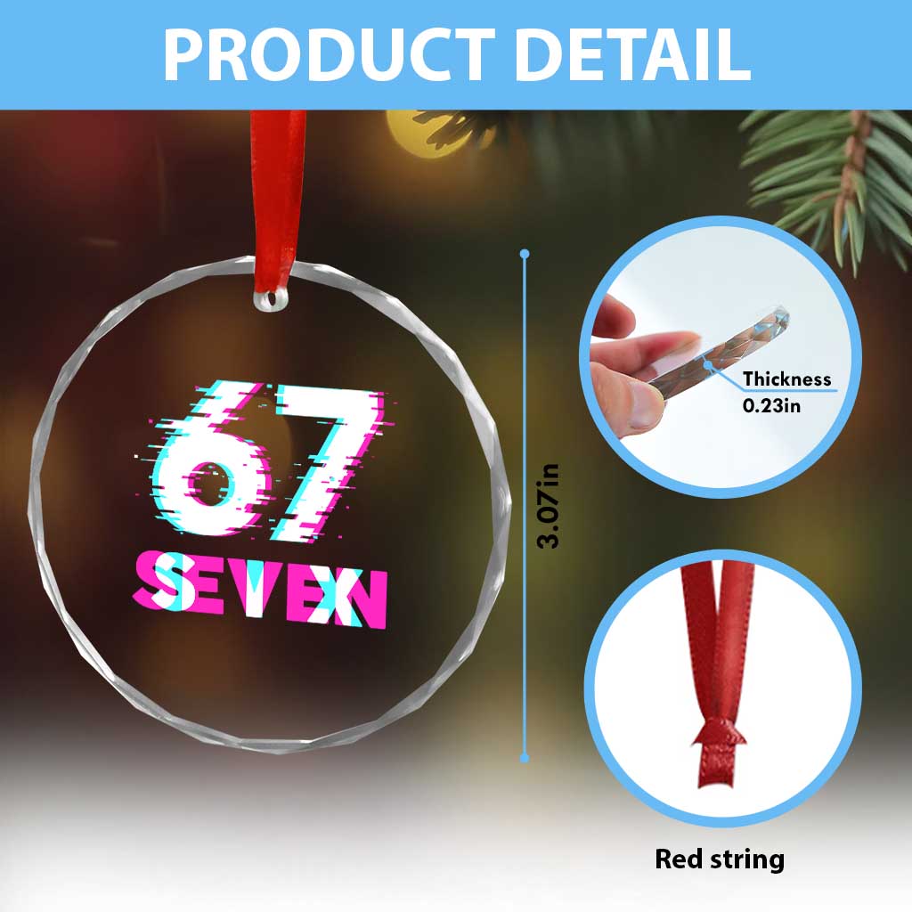 Glitch Optical Illusion Six Seven Meme Crystal Glass Ornament Gen Alpha Slang Gift - Wonder Print Shop