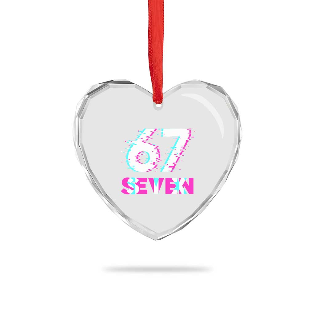 Glitch Optical Illusion Six Seven Meme Heart Crystal Glass Ornament Gen Alpha Slang Gift - Wonder Print Shop