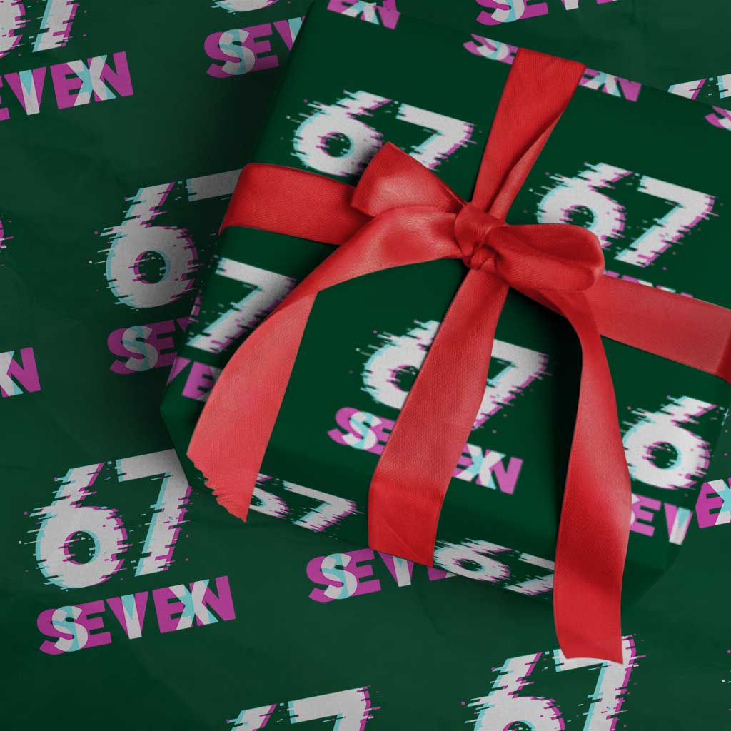 Glitch Optical Illusion Six Seven Meme Wrapping Paper Roll Gen Alpha Slang Gift - Wonder Print Shop