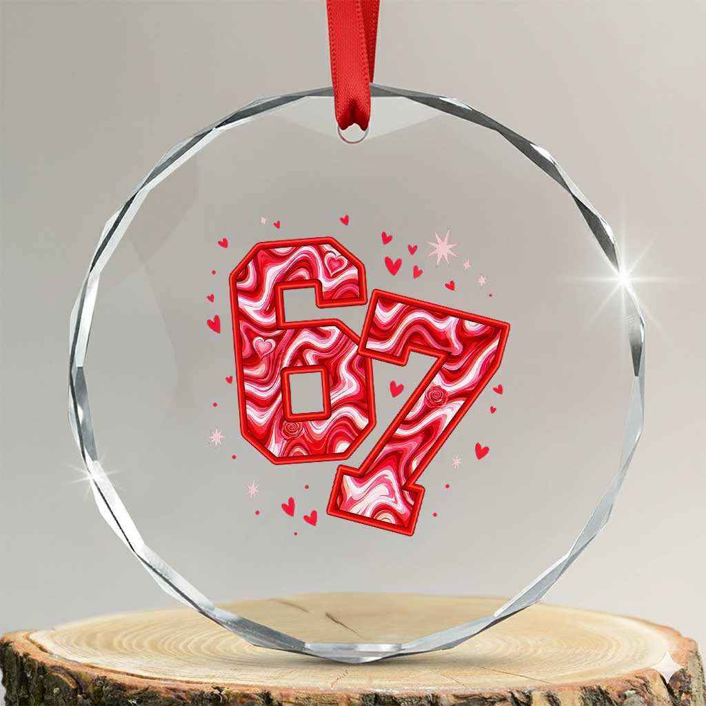 Glitch Swirl Effect Printed Six Seven Meme Crystal Glass Ornament Valentines Day Gift