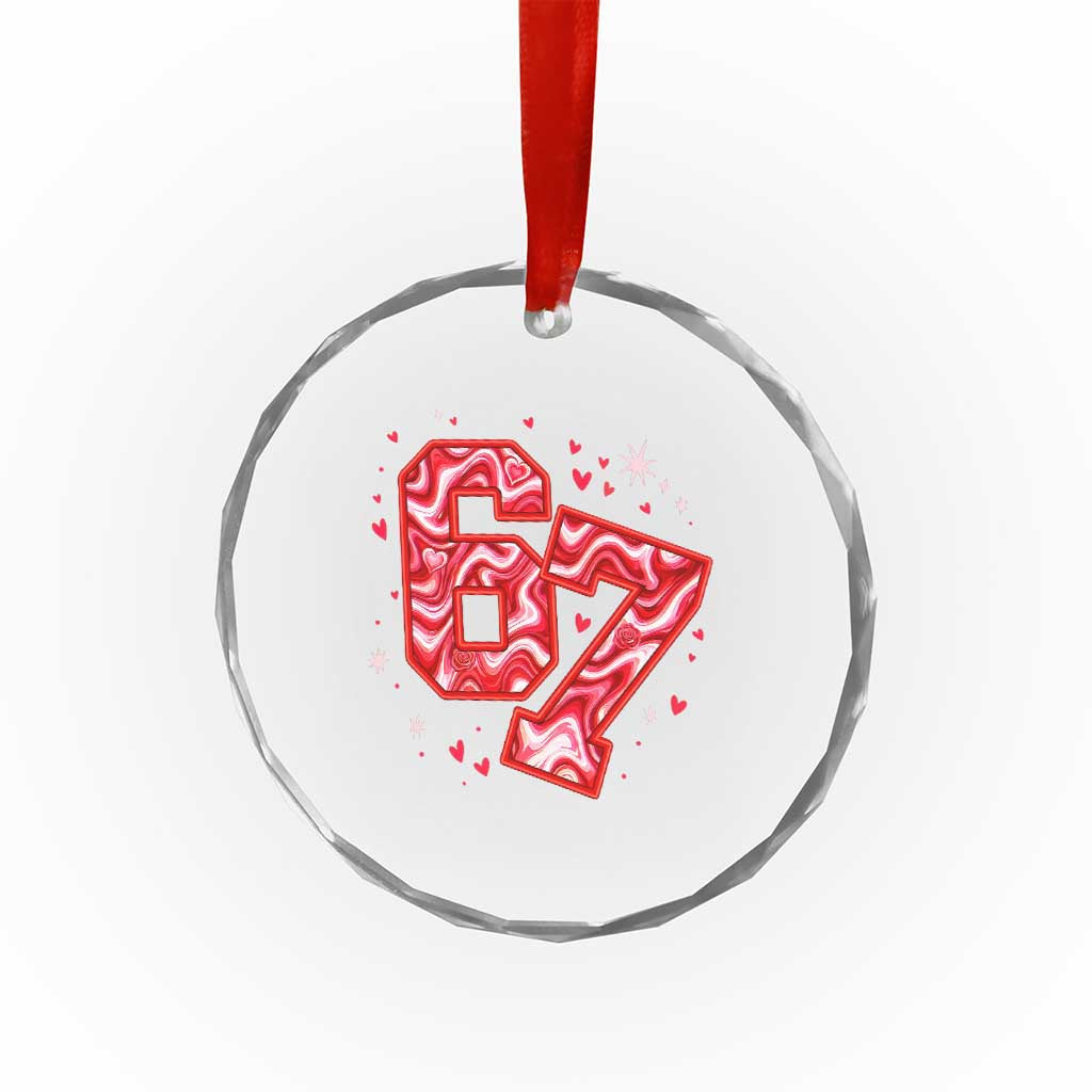 Glitch Swirl Effect Printed Six Seven Meme Crystal Glass Ornament Valentines Day Gift