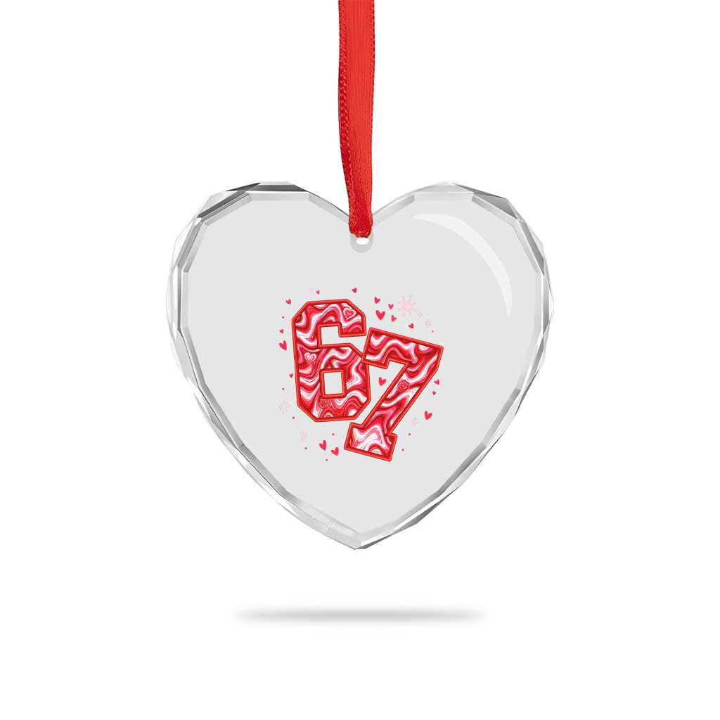 Glitch Swirl Effect Printed Six Seven Meme Heart Crystal Glass Ornament Valentines Day Gift