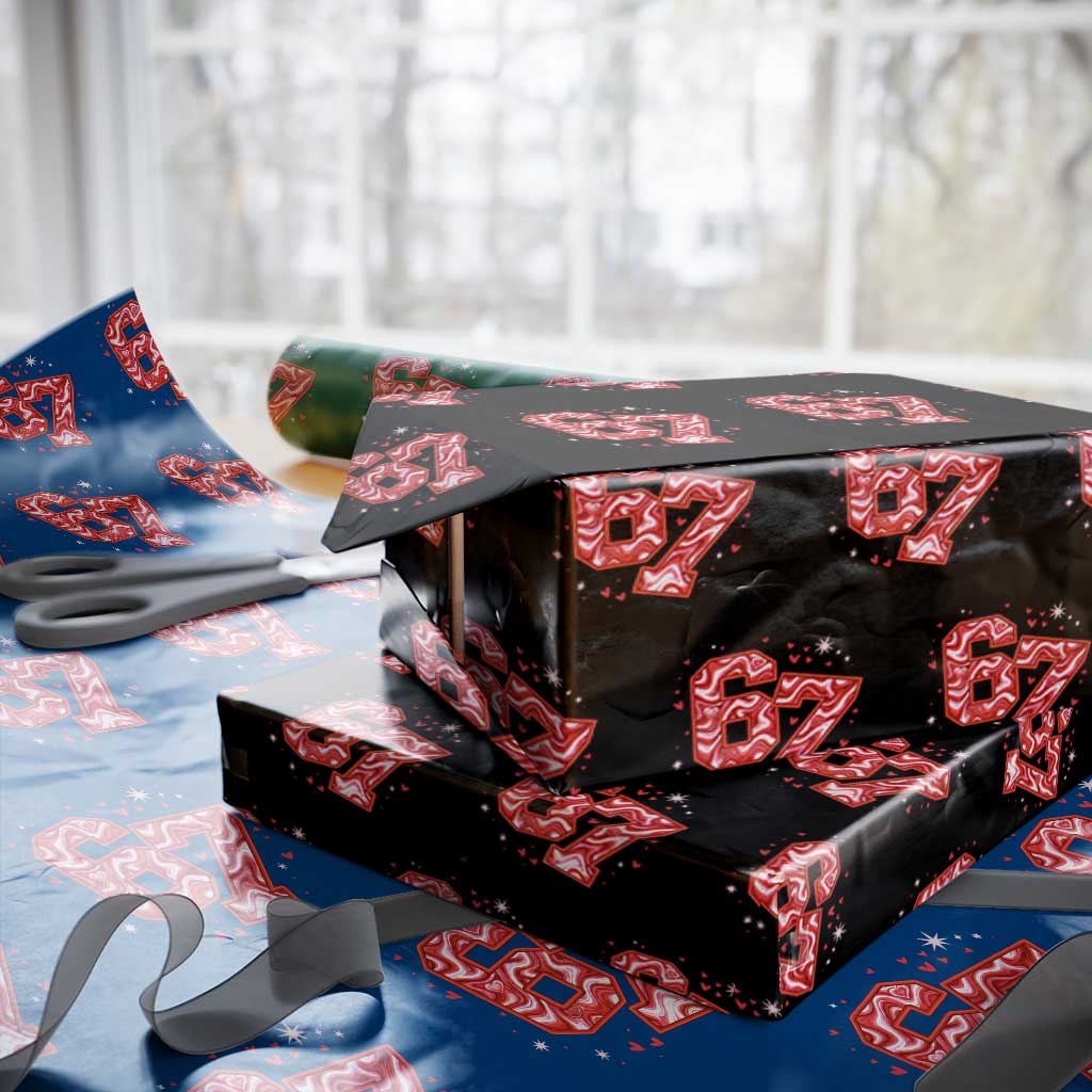 Glitch Swirl Effect Printed Six Seven Meme Wrapping Paper Roll Valentines Day Gift