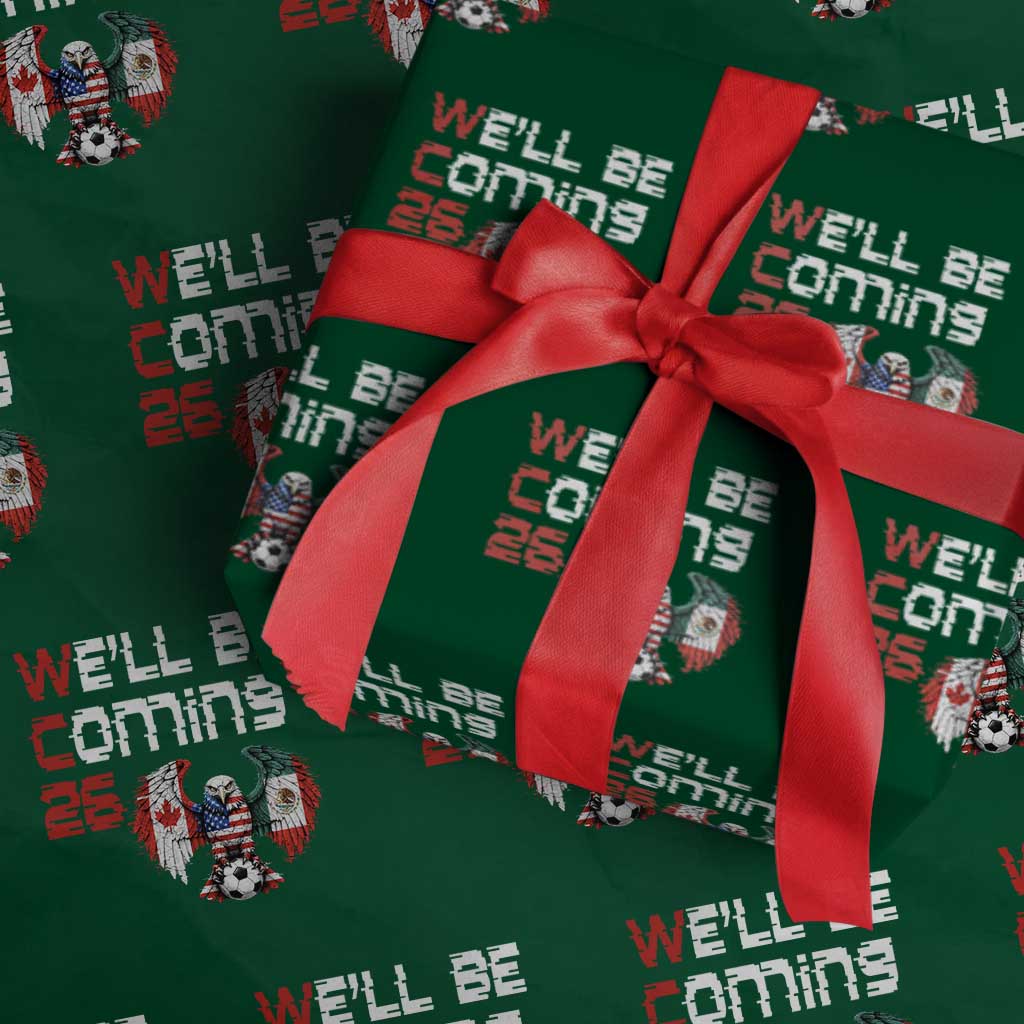 Glitched North America Eagle Soccer Wrapping Paper Roll We Will Be Coming 26