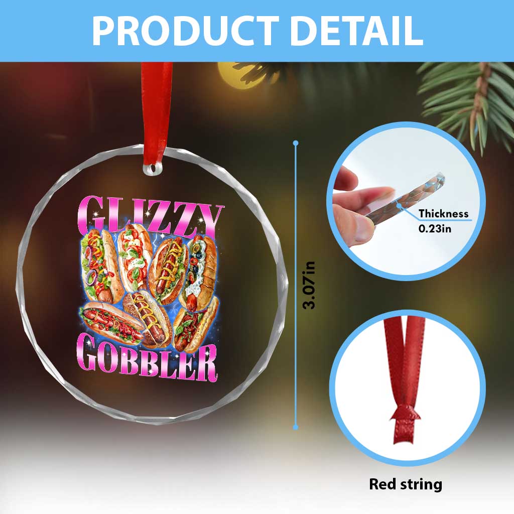 Glizzy Gobbler Hot Dog Meme Crystal Glass Ornament Meme Hilarious Hotdog Glizzy Lovers - Wonder Print Shop