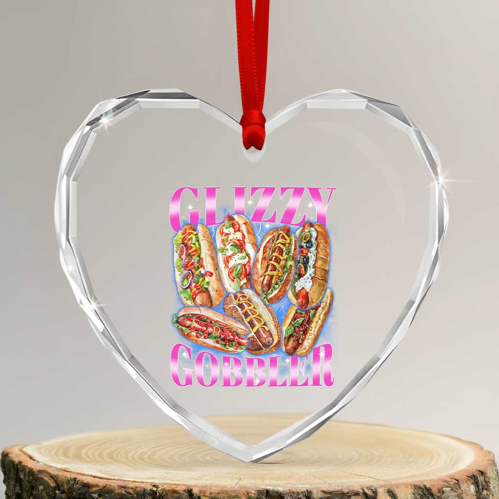Glizzy Gobbler Hot Dog Meme Heart Crystal Glass Ornament Meme Hilarious Hotdog Glizzy Lovers - Wonder Print Shop