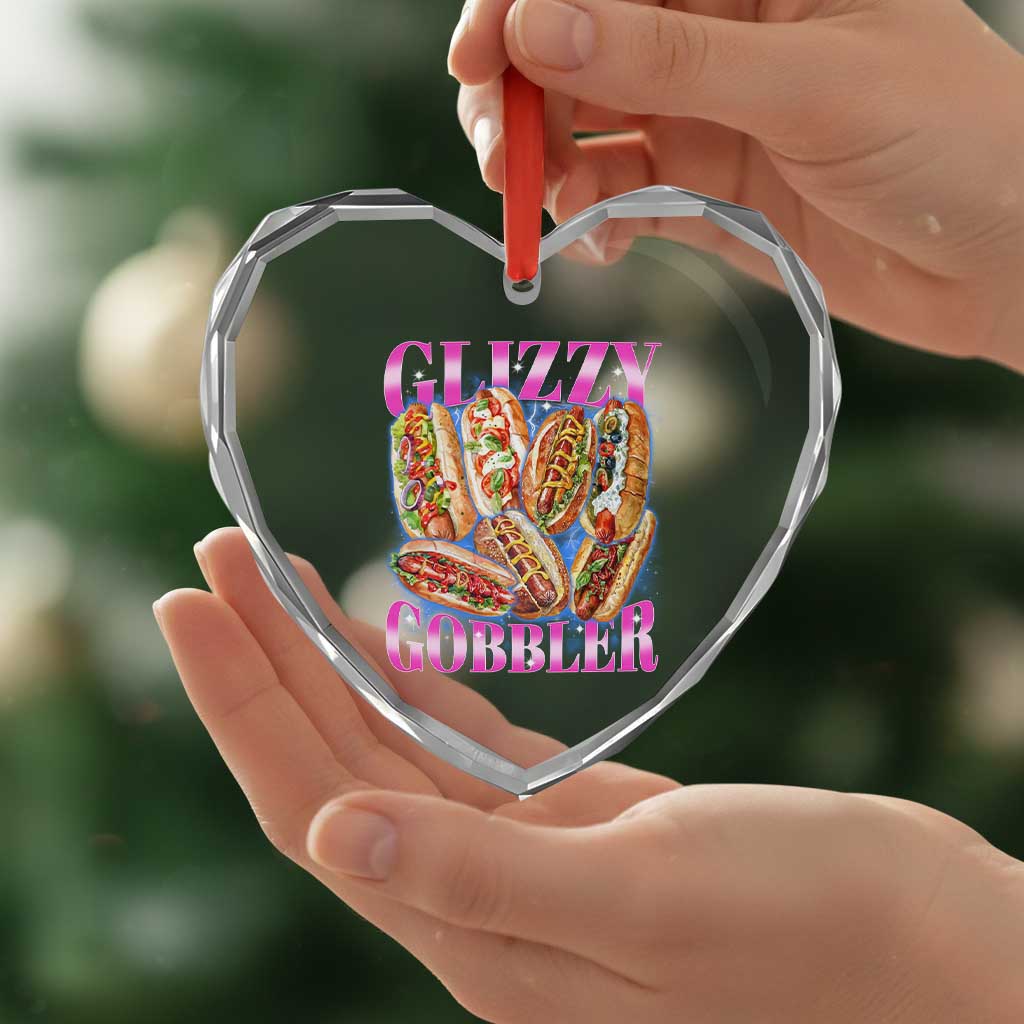 Glizzy Gobbler Hot Dog Meme Heart Crystal Glass Ornament Meme Hilarious Hotdog Glizzy Lovers - Wonder Print Shop