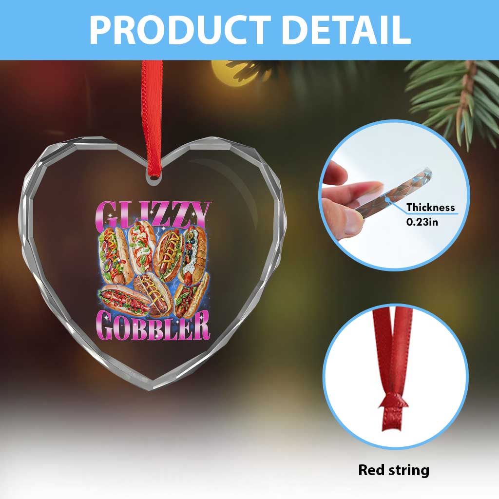 Glizzy Gobbler Hot Dog Meme Heart Crystal Glass Ornament Meme Hilarious Hotdog Glizzy Lovers - Wonder Print Shop
