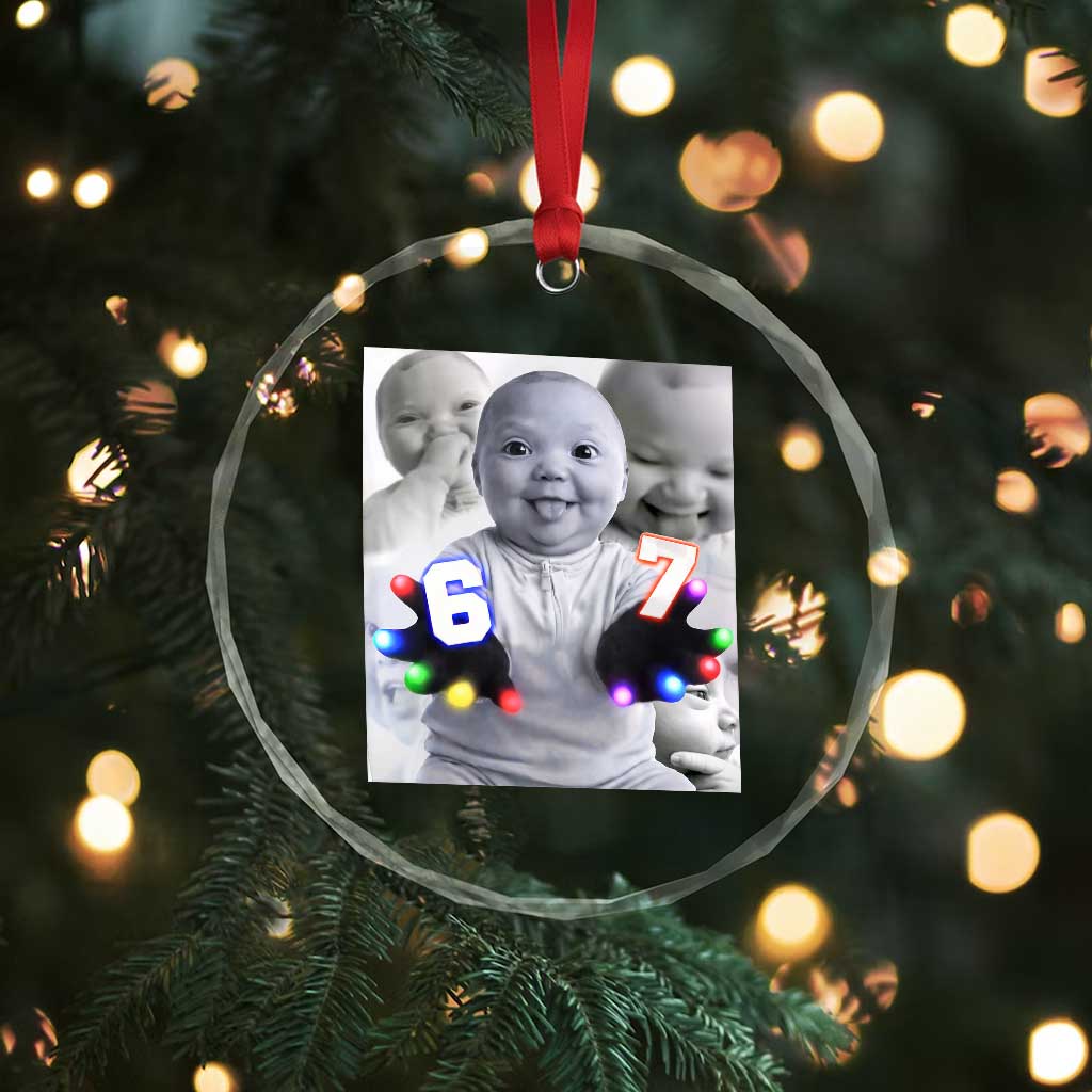Gloving Niche 67 Ai Baby Meme Crystal Glass Ornament Six Seven Hand Funny Laughing Baby