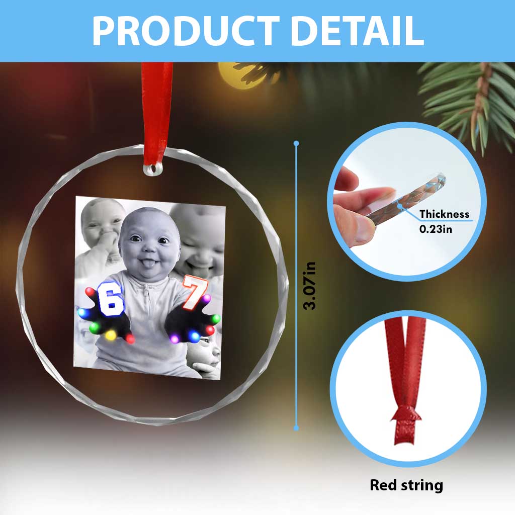 Gloving Niche 67 Ai Baby Meme Crystal Glass Ornament Six Seven Hand Funny Laughing Baby