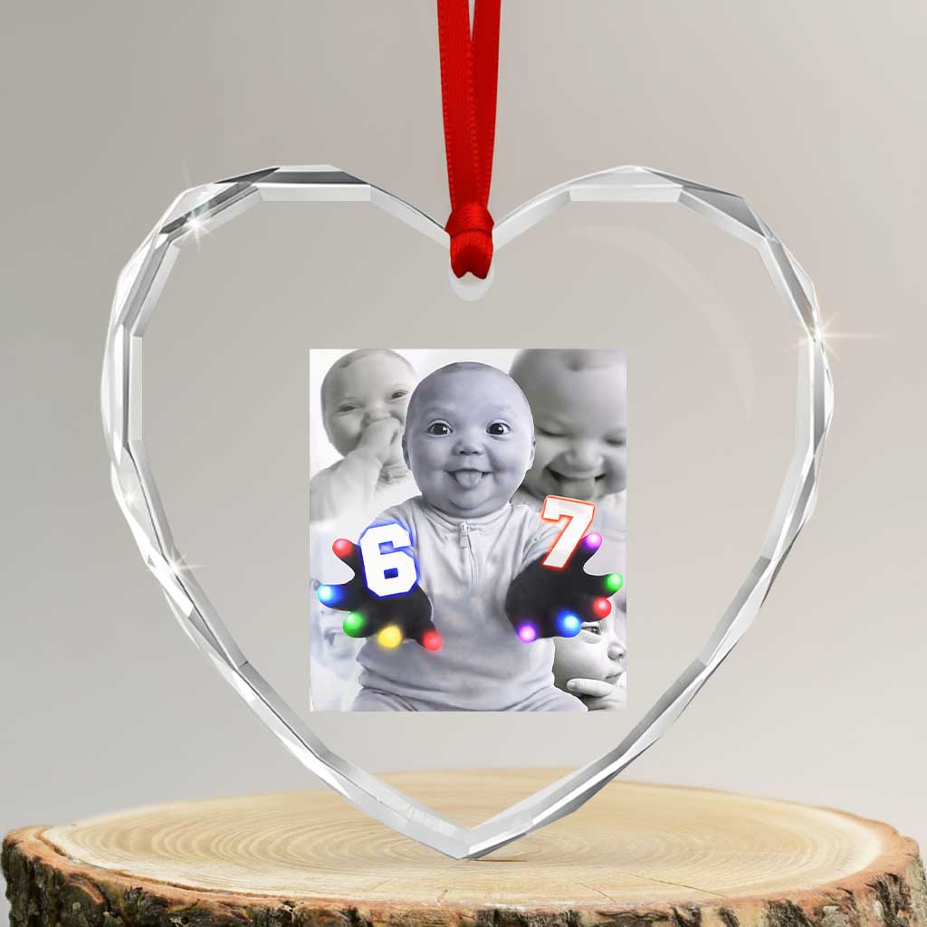 Gloving Niche 67 Ai Baby Meme Heart Crystal Glass Ornament Six Seven Hand Funny Laughing Baby