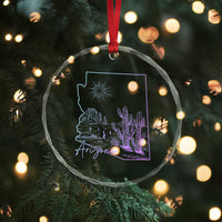 Glowing Arizona State Map Outline Graphic Crystal Glass Ornament Neon Gradient Cactus Desert Travel Souvenir