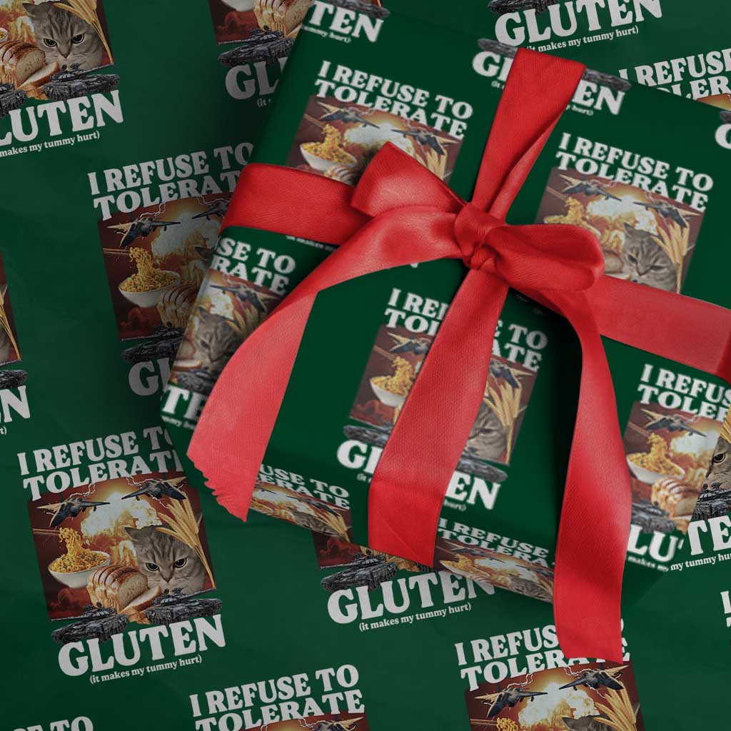 Gluten Intolerance Cat Meme Wrapping Paper Roll I Refuse To Tolerate Gluten