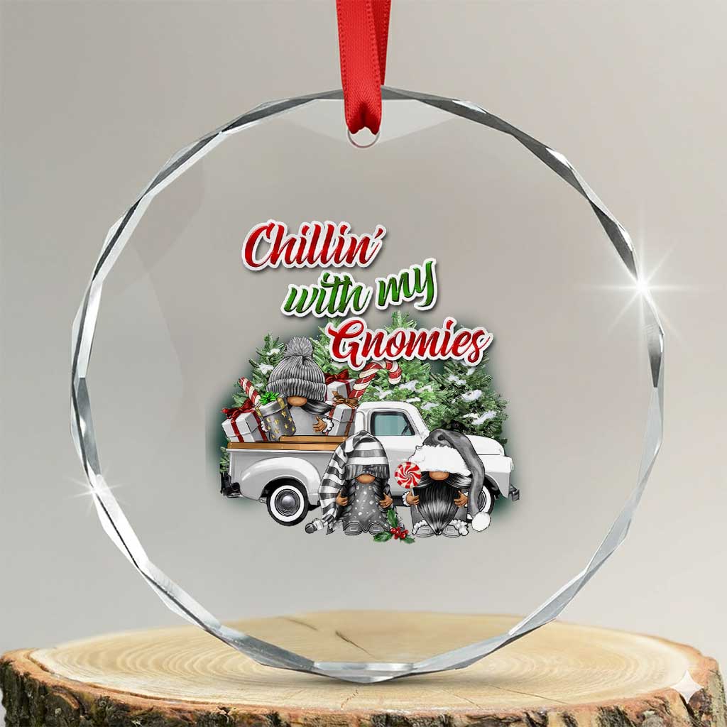 Gnome Christmas Crystal Glass Ornament Chillin With My Gnomies Xmas Truck - Wonder Print Shop