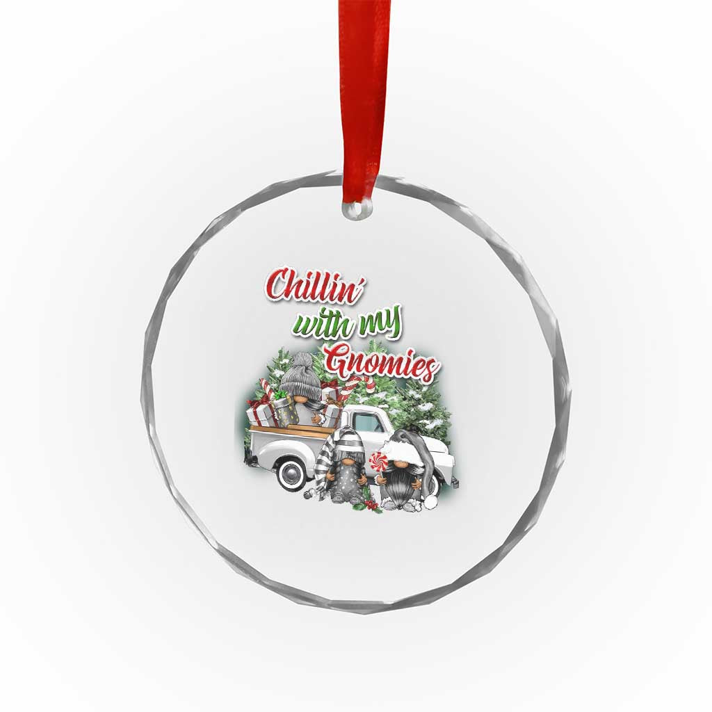 Gnome Christmas Crystal Glass Ornament Chillin With My Gnomies Xmas Truck - Wonder Print Shop