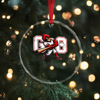 Go Cardinal Playing Baseball Graphic Crystal Glass Ornament for Sports Fan