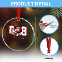 Go Cardinal Playing Baseball Graphic Crystal Glass Ornament for Sports Fan