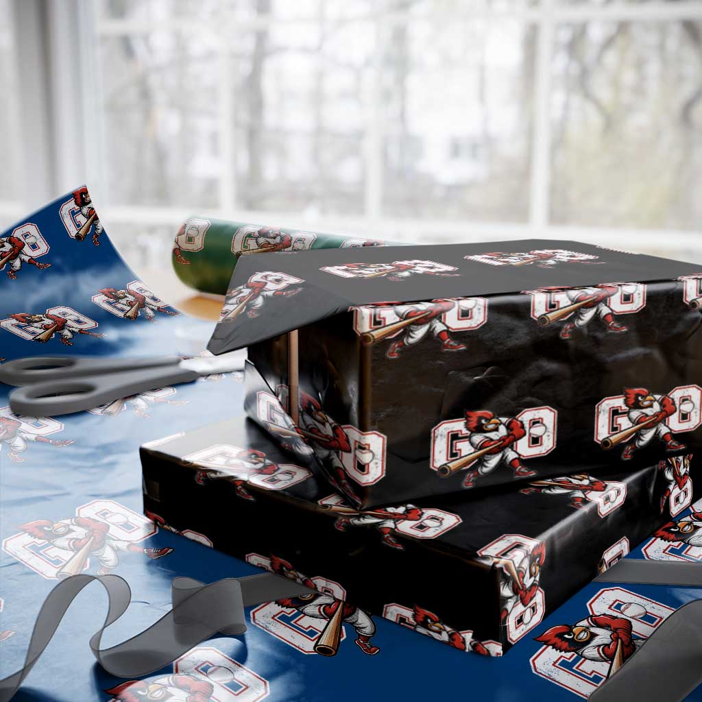 Go Cardinal Playing Baseball Graphic Wrapping Paper Roll for Sports Fan