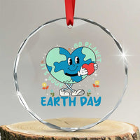 Go Planet It's Your Earth Day Crystal Glass Ornament Cute Nature Lover Heart Earth