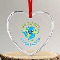 Go Planet It's Your Earth Day Heart Crystal Glass Ornament - Wonder Print Shop