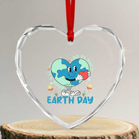 Go Planet It's Your Earth Day Heart Crystal Glass Ornament Cute Nature Lover Heart Earth