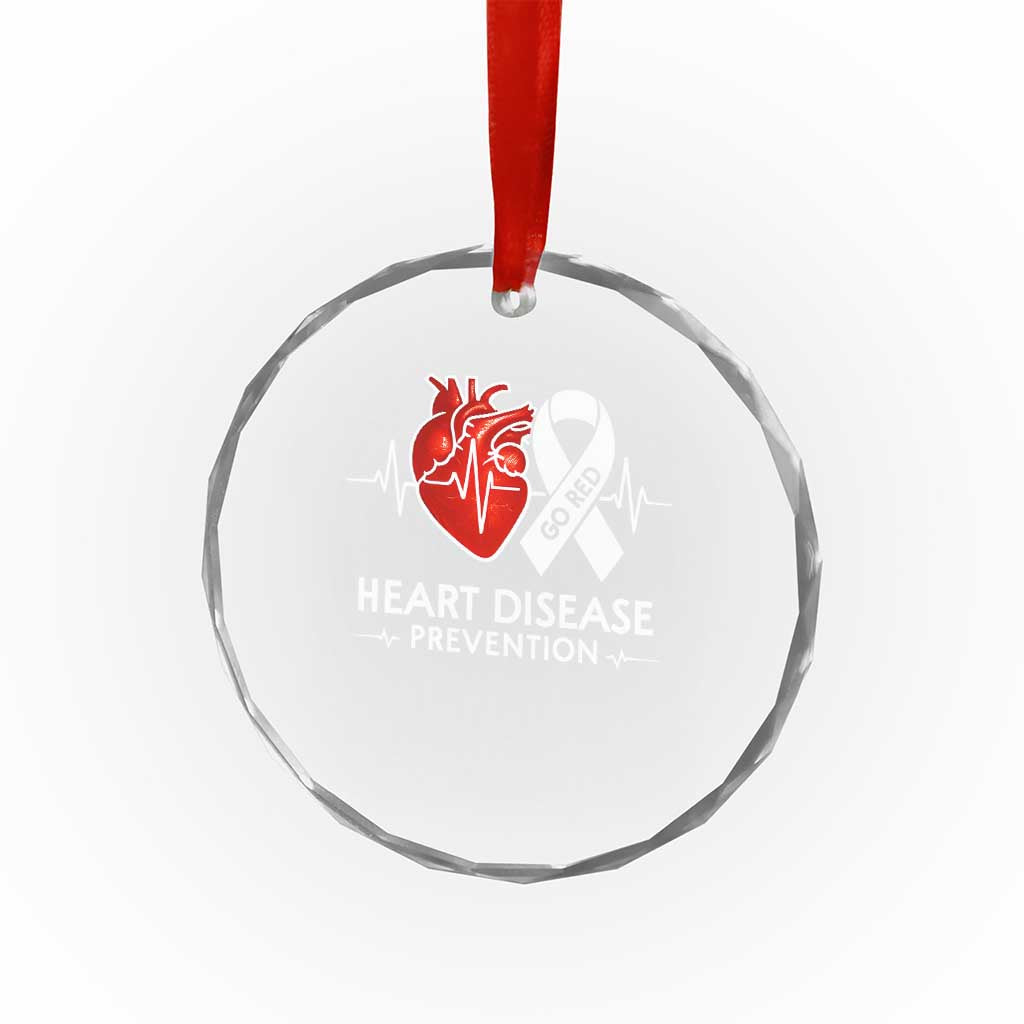Go Red Heart Disease Prevention Crystal Glass Ornament Heartbeat CHD Wear Red February Month