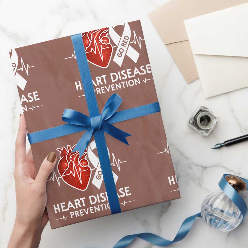 Go Red Heart Disease Prevention Wrapping Paper Roll Heartbeat CHD Wear Red February Month