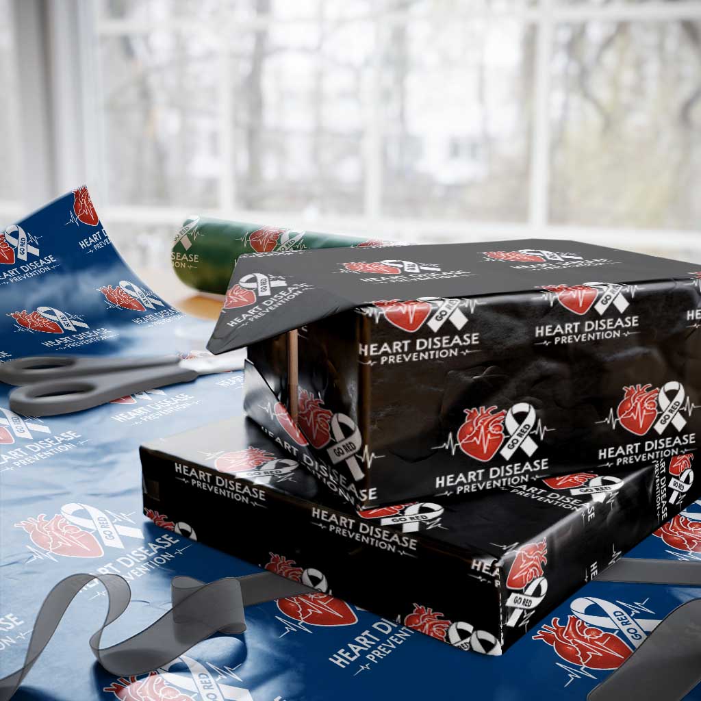 Go Red Heart Disease Prevention Wrapping Paper Roll Heartbeat CHD Wear Red February Month