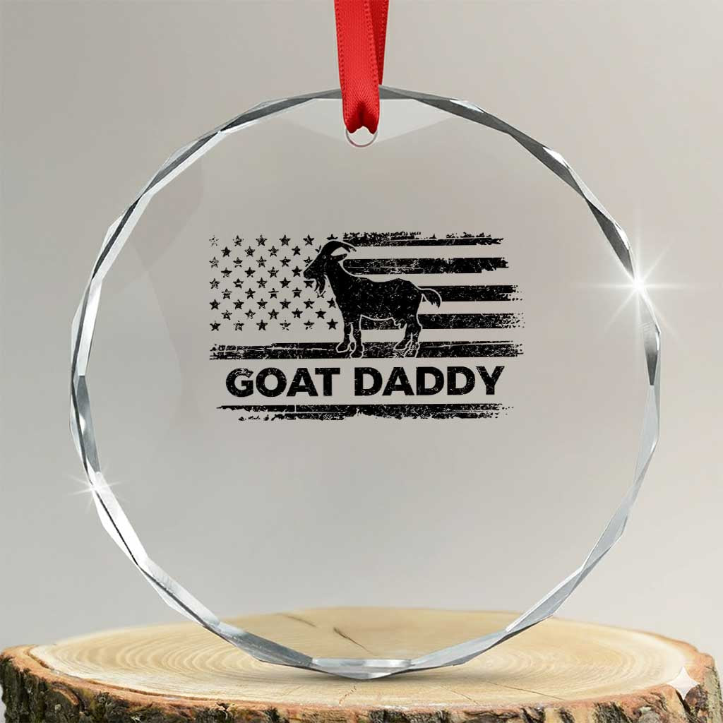 Goat Daddy Crystal Glass Ornament Funny Fathers Day Presents For Goat Dad US Flag