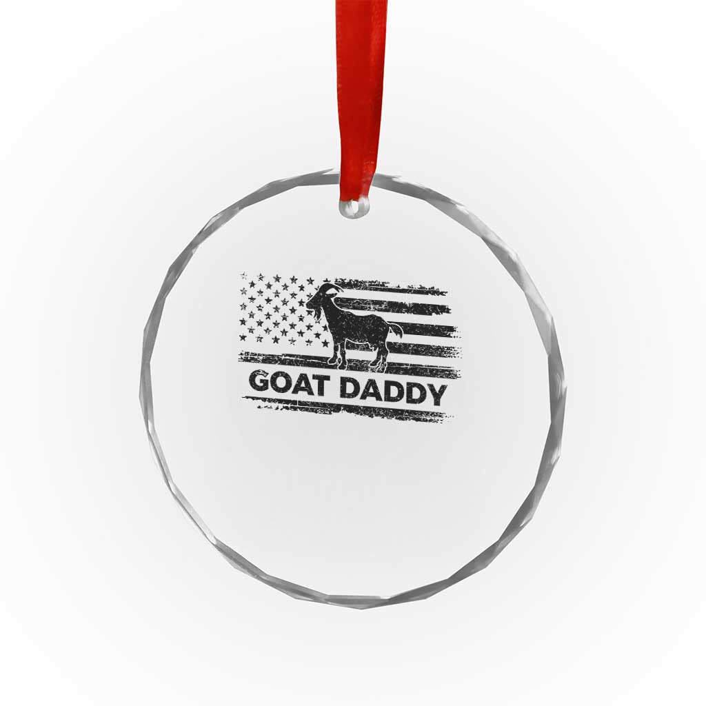 Goat Daddy Crystal Glass Ornament Funny Fathers Day Presents For Goat Dad US Flag