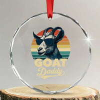 Goat Daddy Crystal Glass Ornament Funny Goat Father Retro Vintage