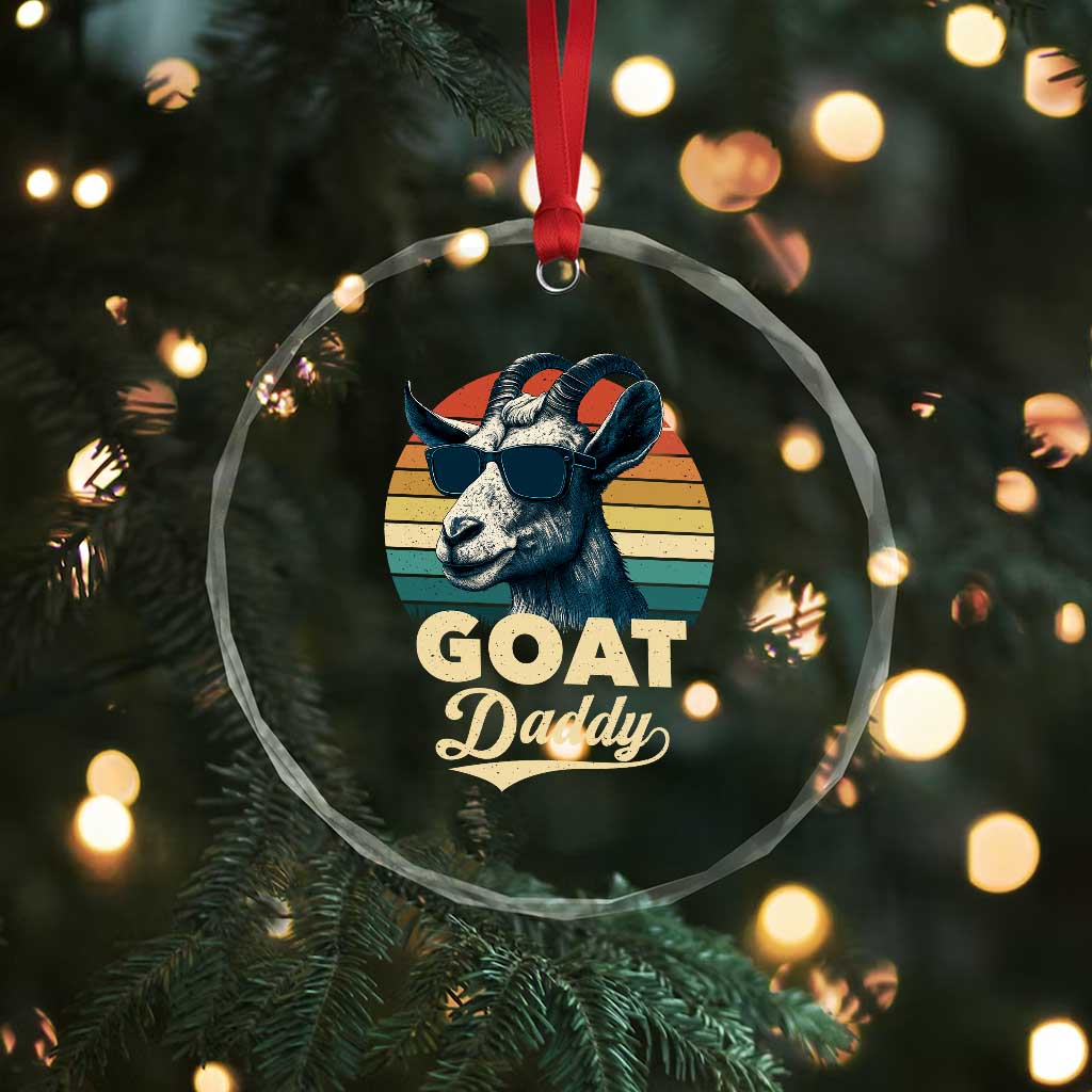 Goat Daddy Crystal Glass Ornament Funny Goat Father Retro Vintage