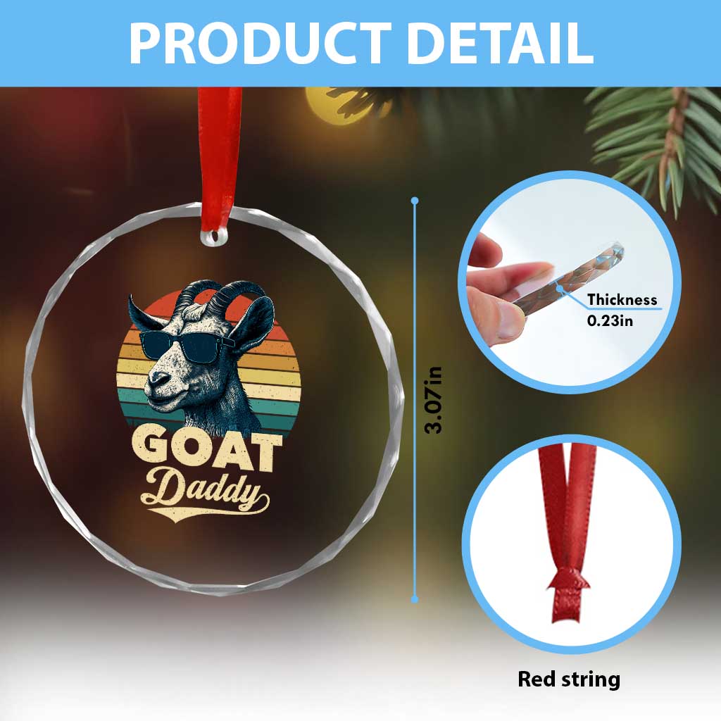 Goat Daddy Crystal Glass Ornament Funny Goat Father Retro Vintage