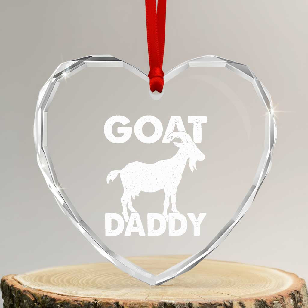 Goat Daddy Heart Crystal Glass Ornament Funny Fathers Day Presents For Goat Dad