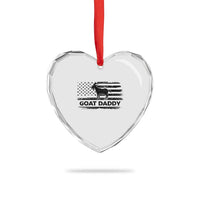 Goat Daddy Heart Crystal Glass Ornament Funny Fathers Day Presents For Goat Dad US Flag