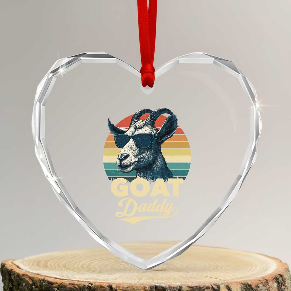 Goat Daddy Heart Crystal Glass Ornament Funny Goat Father Retro Vintage