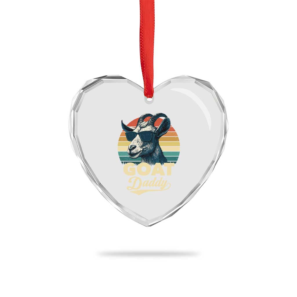 Goat Daddy Heart Crystal Glass Ornament Funny Goat Father Retro Vintage
