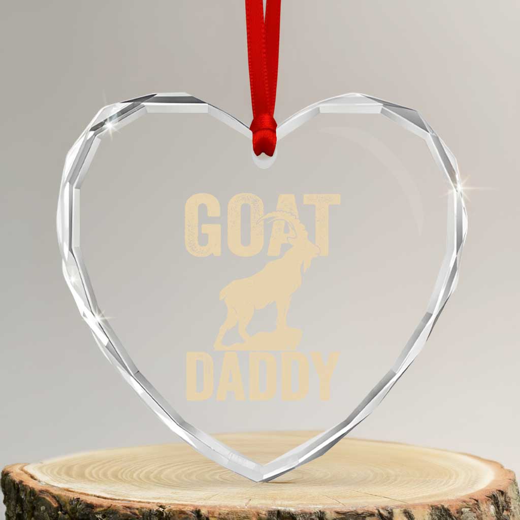 Goat Daddy Heart Crystal Glass Ornament Funny Goat Father Vintage