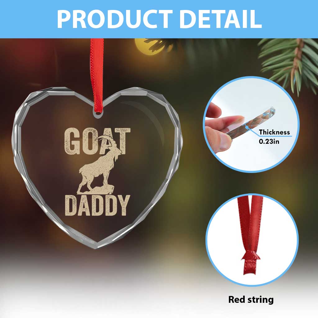 Goat Daddy Heart Crystal Glass Ornament Funny Goat Father Vintage