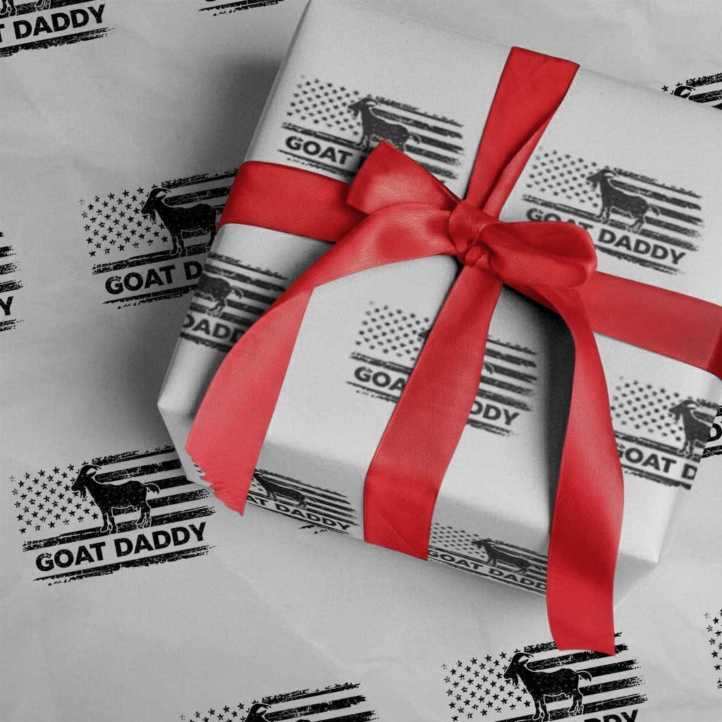 Goat Daddy Wrapping Paper Roll Funny Fathers Day Presents For Goat Dad US Flag
