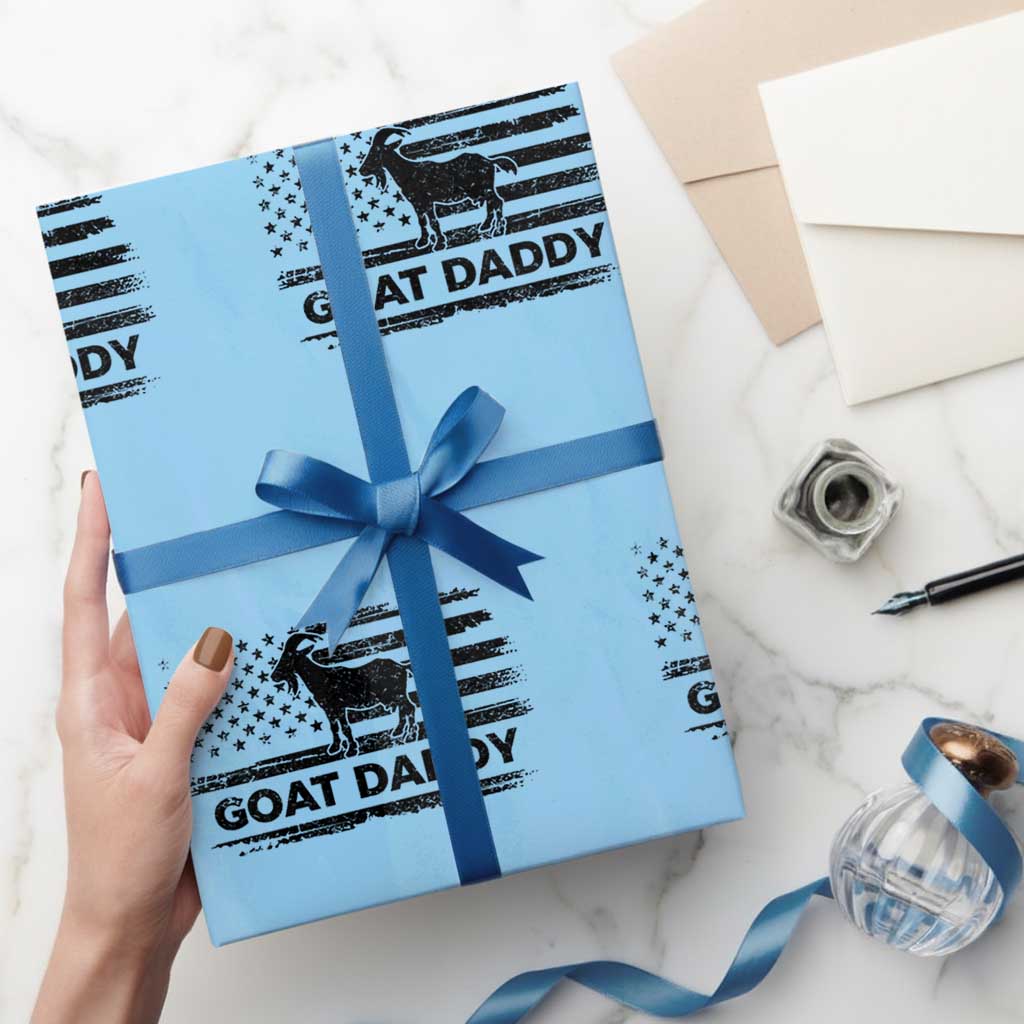 Goat Daddy Wrapping Paper Roll Funny Fathers Day Presents For Goat Dad US Flag