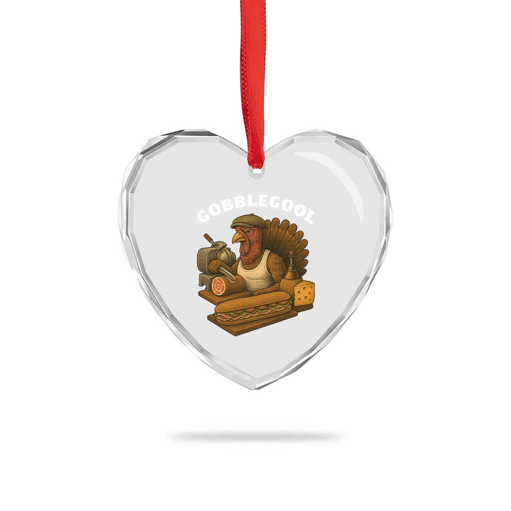 Gobblegool Funny Thanksgiving Heart Crystal Glass Ornament Italian Turkey Deli Humor Sub Sandwich - Wonder Print Shop