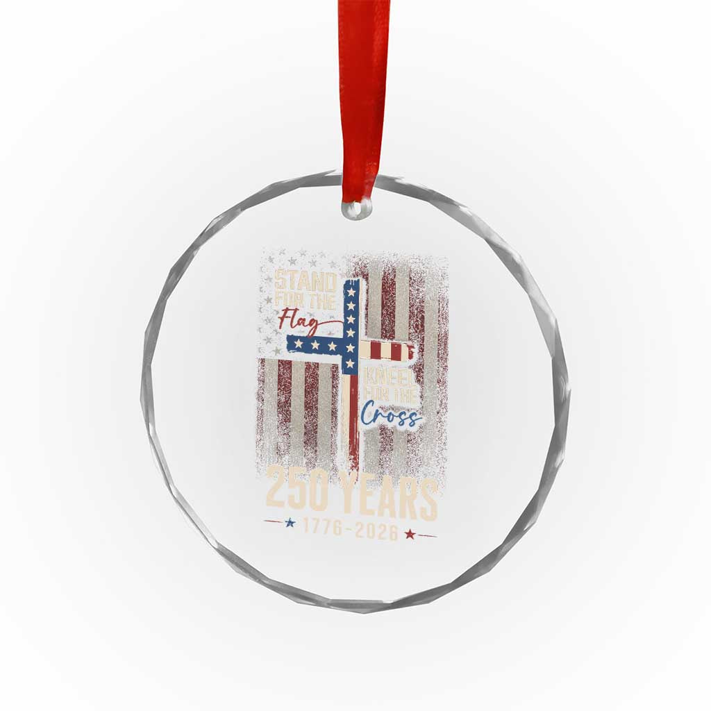 God 250th Anniversary USA Crystal Glass Ornament Stand For The Flag Kneel For The Cross