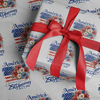 God 250th Anniversary USA Flag Floral Wrapping Paper Roll Patriotic Freedom 4th of July 250 Years America