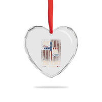 God 250th Anniversary USA Heart Crystal Glass Ornament Stand For The Flag Kneel For The Cross