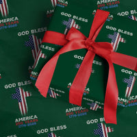 God Bless America 250 Years 1776-2026 Wrapping Paper Roll Christian Cross Flag
