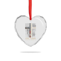 God Bless America 250 Years 1776 2026 Heart Crystal Glass Ornament Christian Cross American Flag