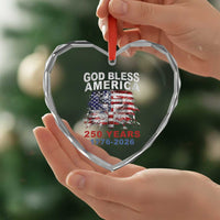 God Bless America 250 Years 1776 2026 Heart Crystal Glass Ornament Christian Cross Eagle American Flag