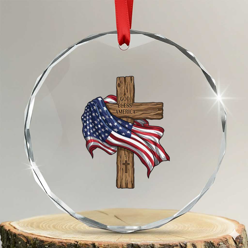 God Bless America 250 Years Crystal Glass Ornament 4th of July Christian Jesus